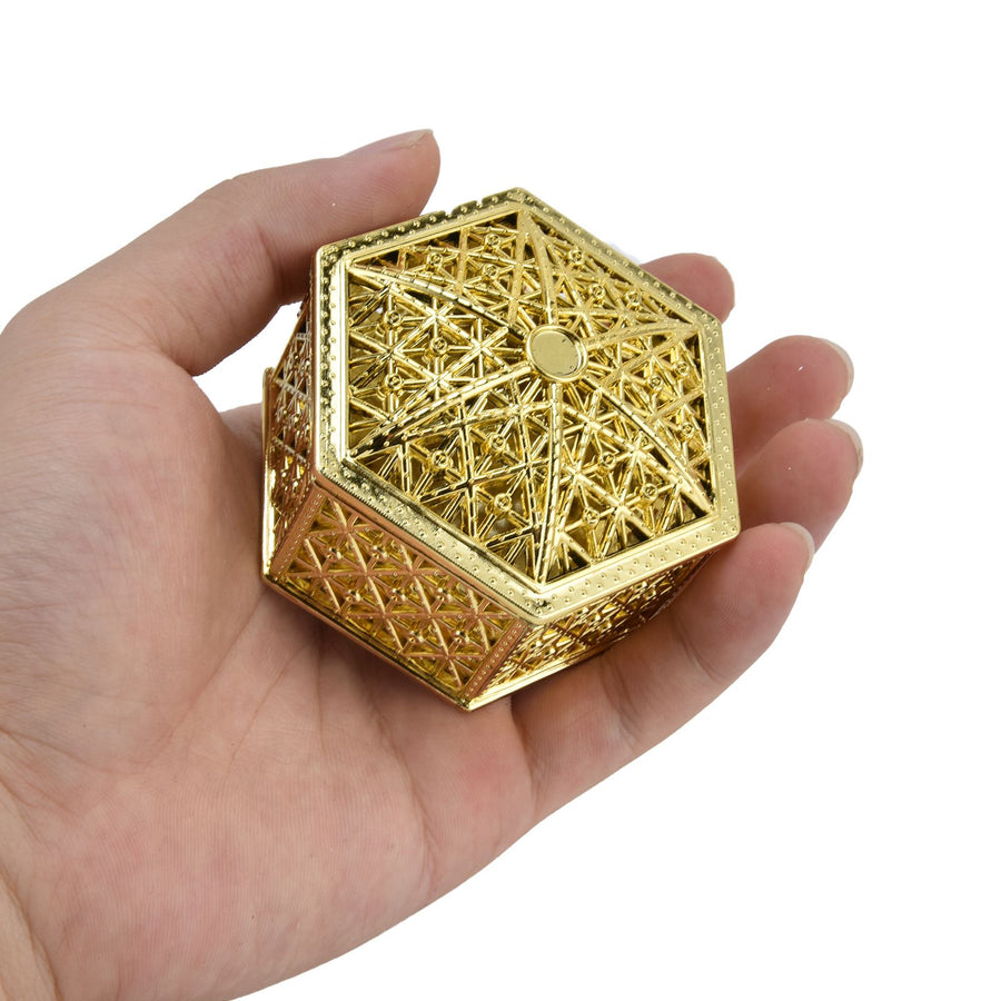 12PCS Hollow Candy Box Plastic Candy Case Container for Wedding Bridal Shower SuppliesGold Hexagonal
