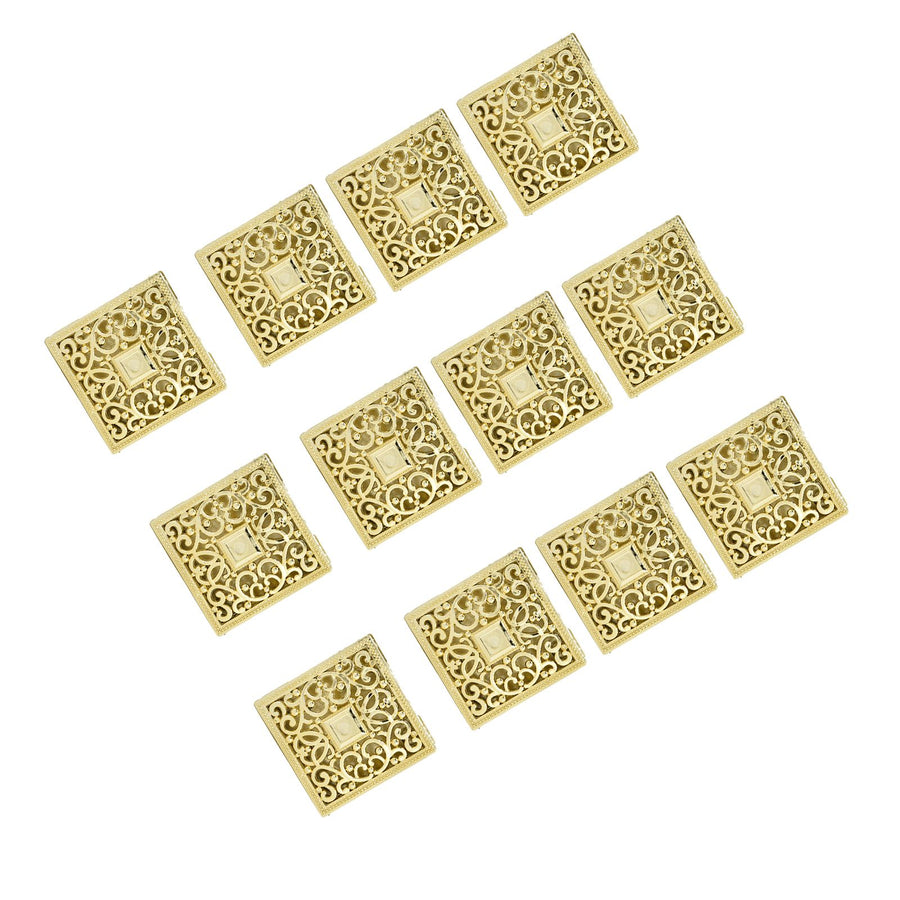 12PCS Hollow Candy Box Plastic Candy Case Container for Wedding Bridal Shower SuppliesGold Square