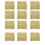 12PCS Hollow Candy Box Plastic Candy Case Container for Wedding Bridal Shower SuppliesGold Square