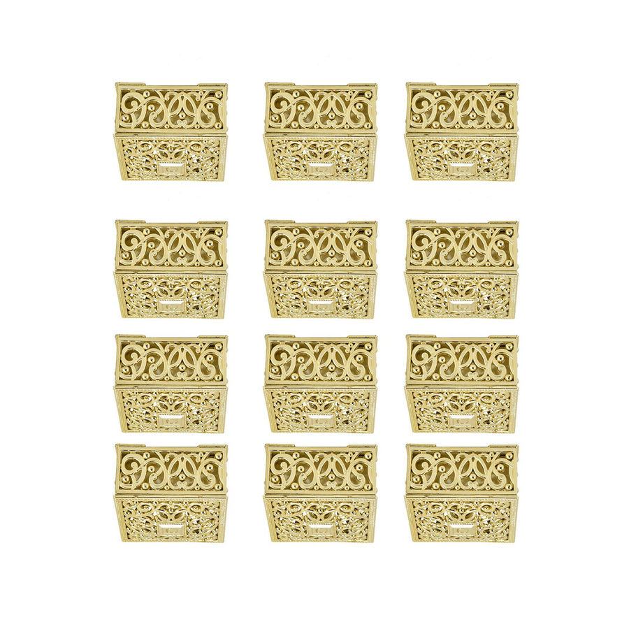 12PCS Hollow Candy Box Plastic Candy Case Container for Wedding Bridal Shower SuppliesGold Square