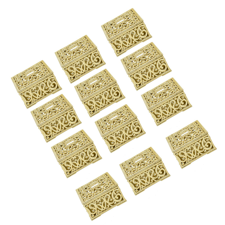 12PCS Hollow Candy Box Plastic Candy Case Container for Wedding Bridal Shower SuppliesGold Square