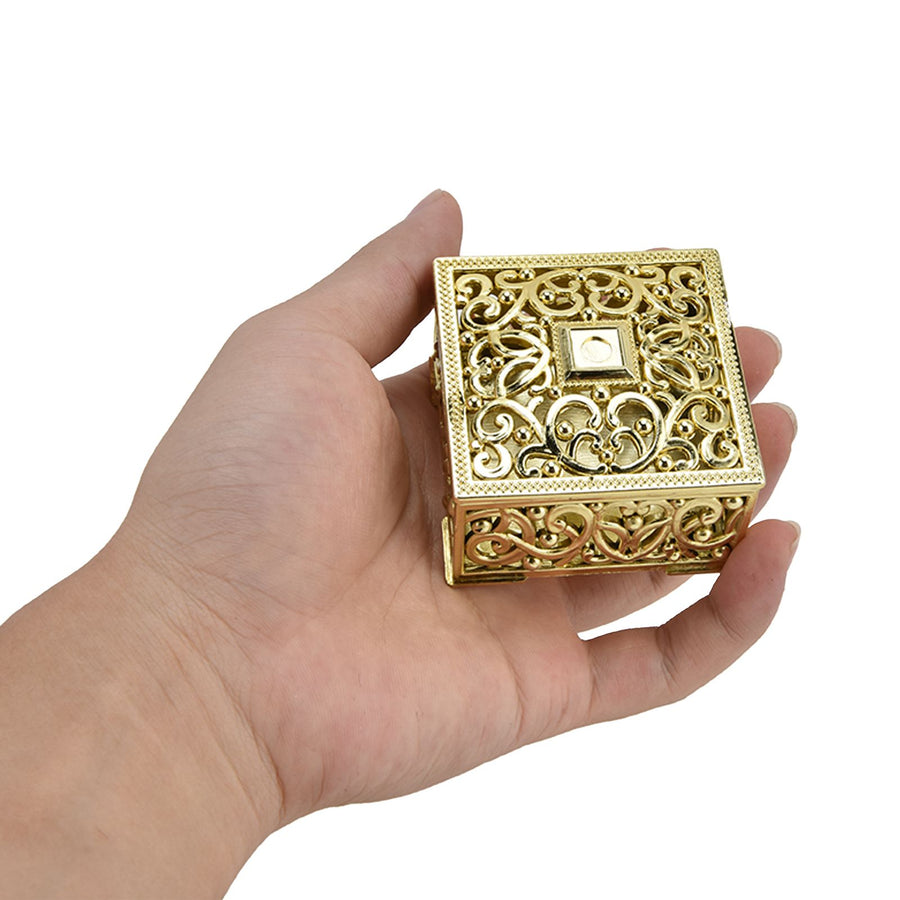 12PCS Hollow Candy Box Plastic Candy Case Container for Wedding Bridal Shower SuppliesGold Square