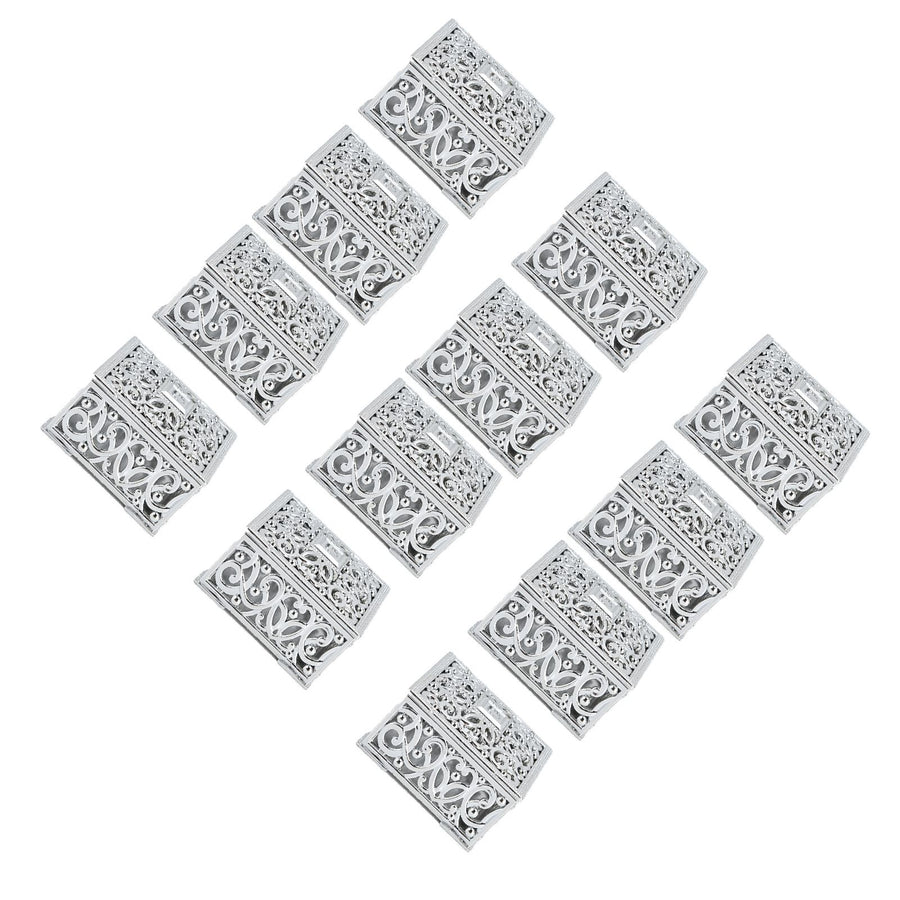 12PCS Hollow Candy Box Plastic Candy Case Container for Wedding Bridal Shower SuppliesSilver Square
