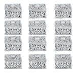 12PCS Hollow Candy Box Plastic Candy Case Container for Wedding Bridal Shower SuppliesSilver Square