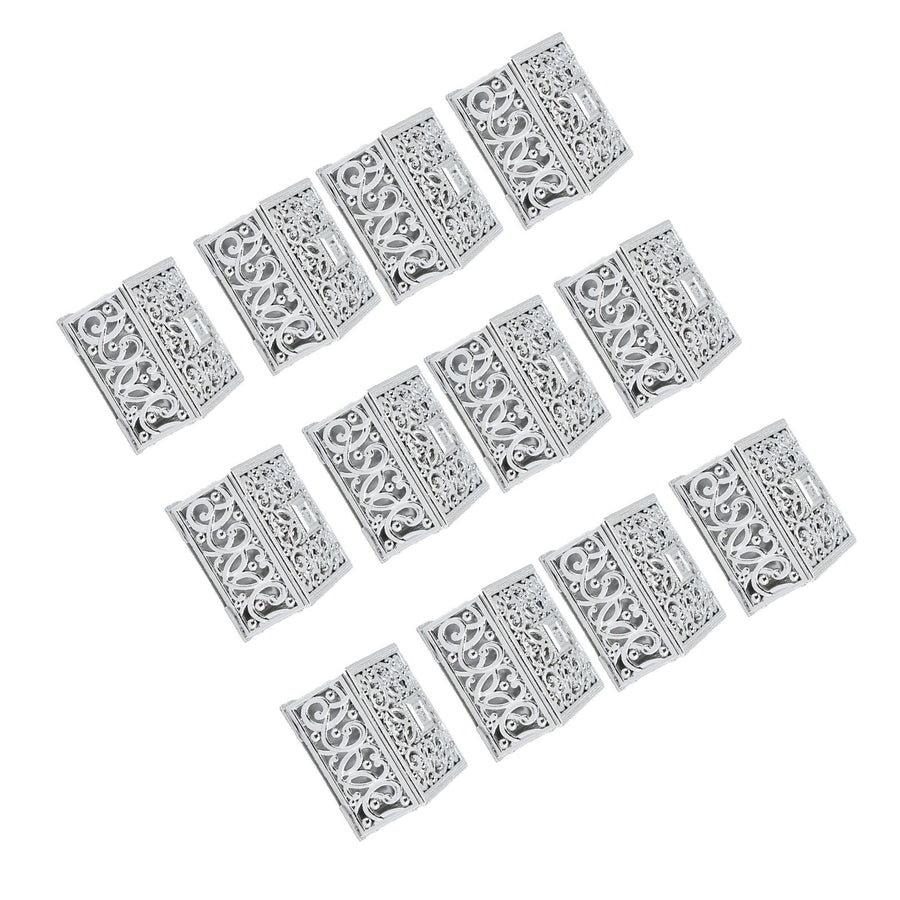 12PCS Hollow Candy Box Plastic Candy Case Container for Wedding Bridal Shower SuppliesSilver Square