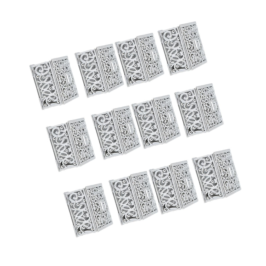 12PCS Hollow Candy Box Plastic Candy Case Container for Wedding Bridal Shower SuppliesSilver Square