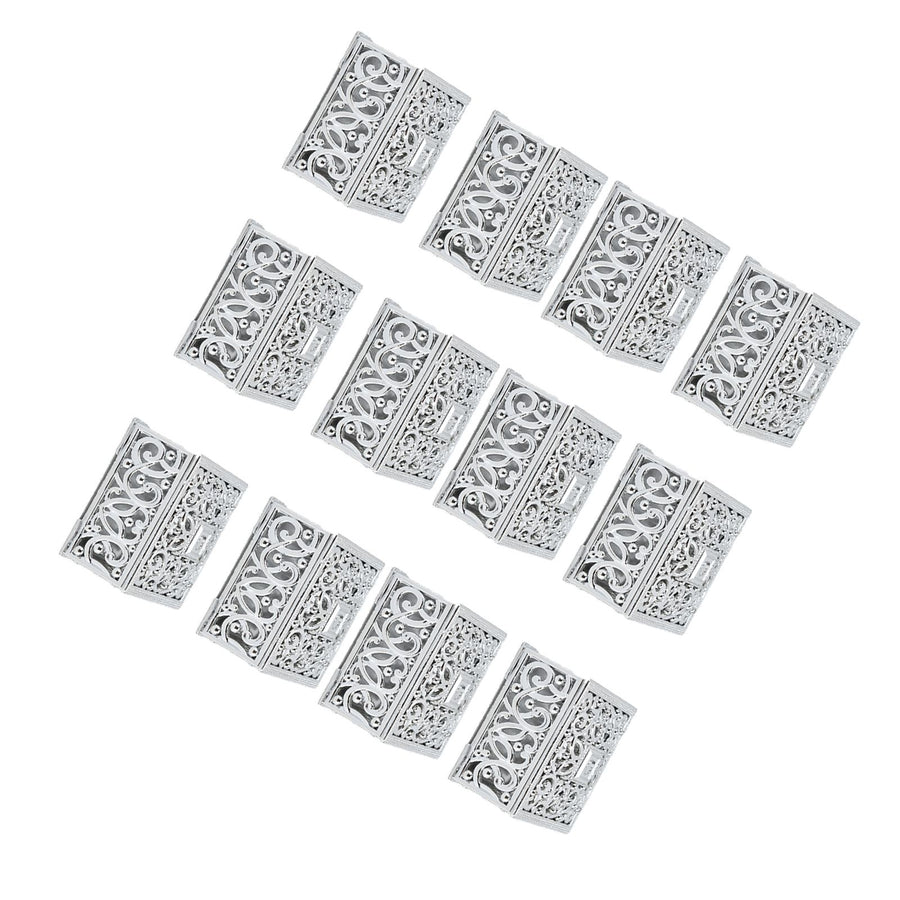12PCS Hollow Candy Box Plastic Candy Case Container for Wedding Bridal Shower SuppliesSilver Square