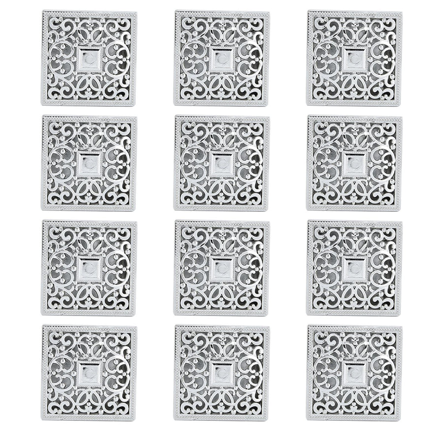 12PCS Hollow Candy Box Plastic Candy Case Container for Wedding Bridal Shower SuppliesSilver Square