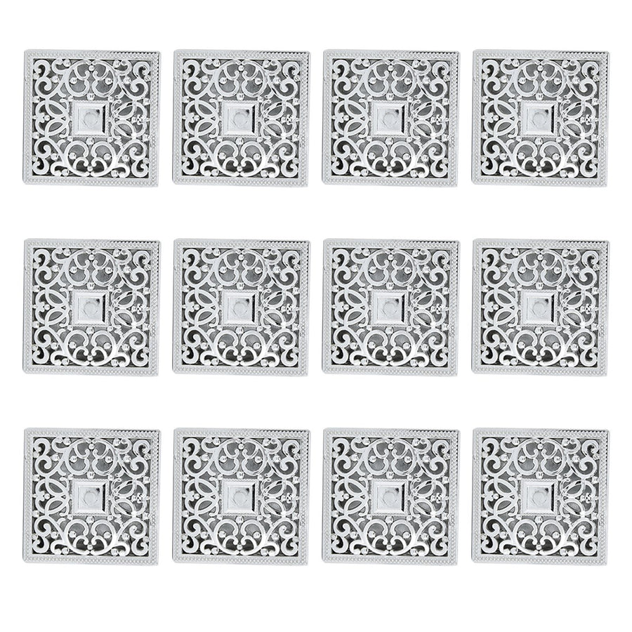 12PCS Hollow Candy Box Plastic Candy Case Container for Wedding Bridal Shower SuppliesSilver Square