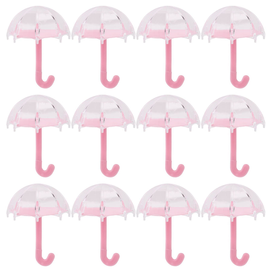 12Pcs Umbrella Shape Candy Box Plastic Candy Case Container Wedding Decoration Party SuppliesPink