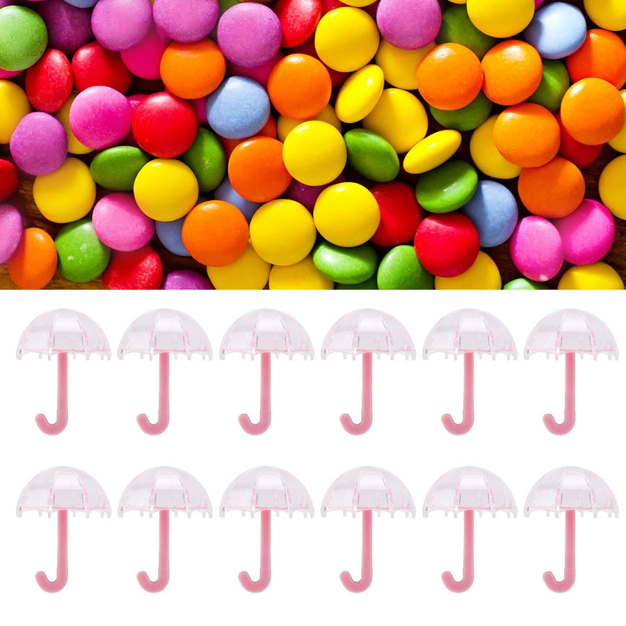 12Pcs Umbrella Shape Candy Box Plastic Candy Case Container Wedding Decoration Party SuppliesPink