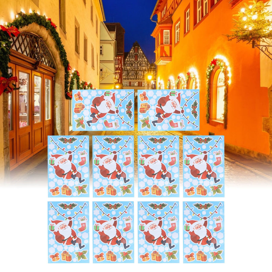 10Pcs Christmas Window Stickers SelfAdhesive Wall Decal Wall Sticker for Home Festival