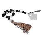 Halloween Wood Bead Garland Black White Wooden Beads String with Tassels for Home Festival