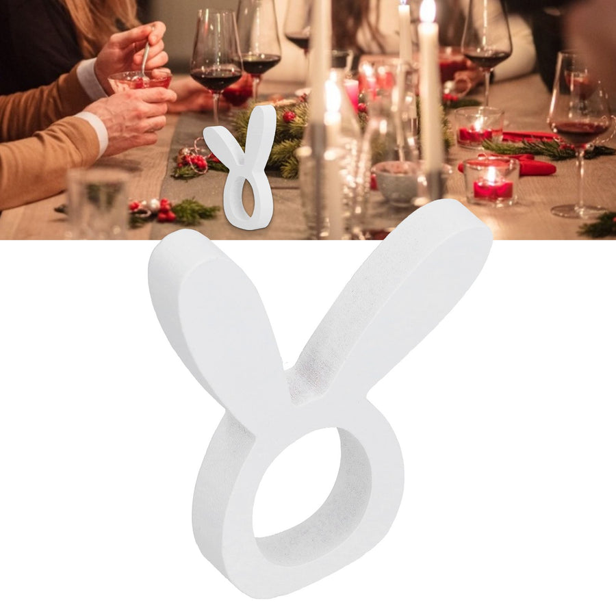 Wooden Napkin Holder Modern Lightweight Rabbit Shape Durable Easter Napkin Rings for Hotel Kitchen