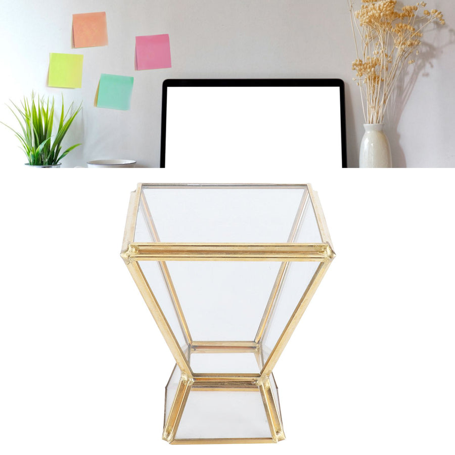 Glass Plant Container Mini Geometric Display Holder for Dining Table Window Balcony Decoration