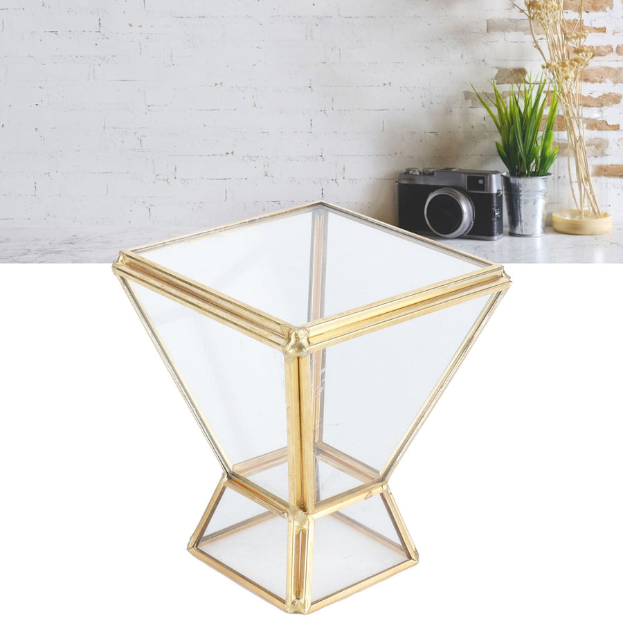 Glass Plant Container Mini Geometric Display Holder for Dining Table Window Balcony Decoration