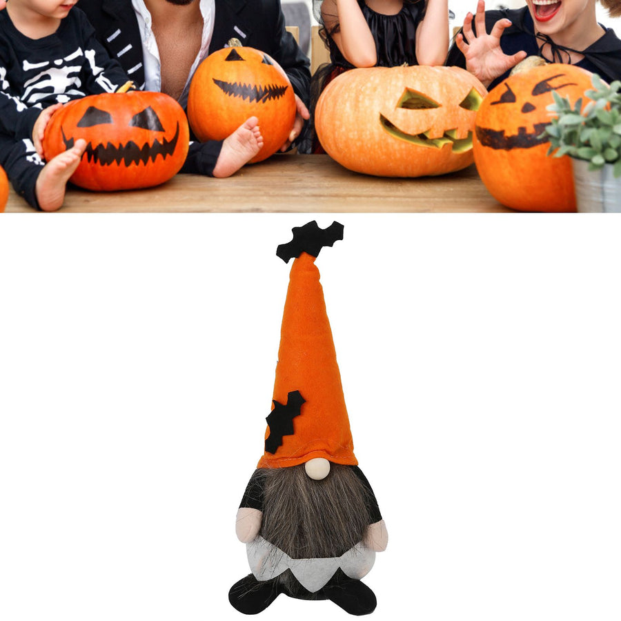 Halloween Faceless Standing Doll Decorative Plush Doll for DiningTable Sofa Shelf BedOrange Hat