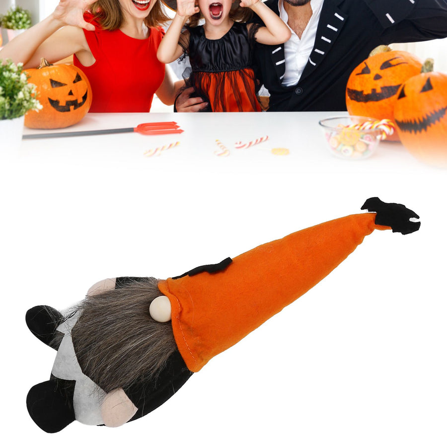 Halloween Faceless Standing Doll Decorative Plush Doll for DiningTable Sofa Shelf BedOrange Hat