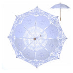 Wedding Lace Umbrella Elegant Style Bridal Parasol Romantic Umbrella for Wedding Decoration Photo Props White Small Handle 26cm/10.23in Diameter 29cm/11.41in