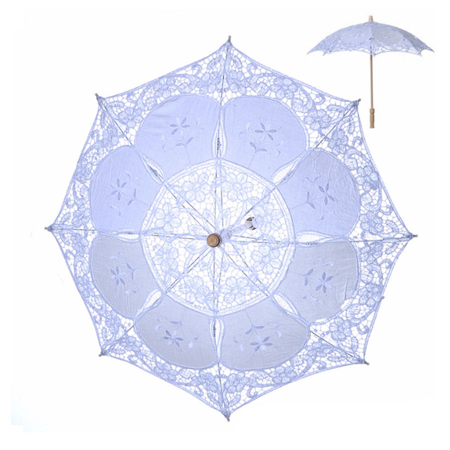Wedding Lace Umbrella Elegant Style Bridal Parasol Romantic Umbrella for Wedding Decoration Photo Props White Small Handle 26cm/10.23in Diameter 29cm/11.41in