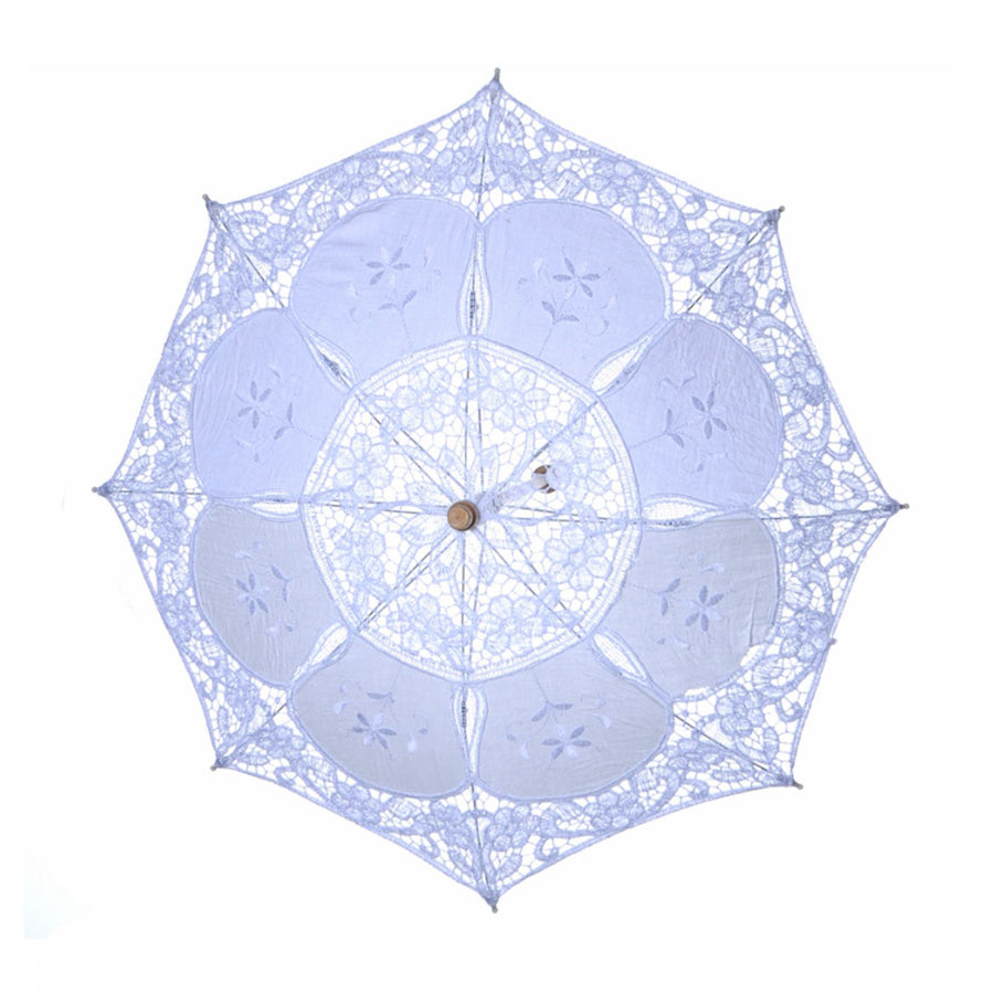 Wedding Lace Umbrella Elegant Style Bridal Parasol Romantic Umbrella for Wedding Decoration Photo Props White Small Handle 26cm/10.23in Diameter 29cm/11.41in