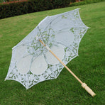 Wedding Lace Umbrella Elegant Style Bridal Parasol Romantic Umbrella for Wedding Decoration Photo Props White Small Handle 26cm/10.23in Diameter 29cm/11.41in