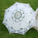 Wedding Lace Umbrella Elegant Style Bridal Parasol Romantic Umbrella for Wedding Decoration Photo Props White Small Handle 26cm/10.23in Diameter 29cm/11.41in