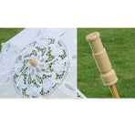 Wedding Lace Umbrella Elegant Style Bridal Parasol Romantic Umbrella for Wedding Decoration Photo Props White Small Handle 26cm/10.23in Diameter 29cm/11.41in