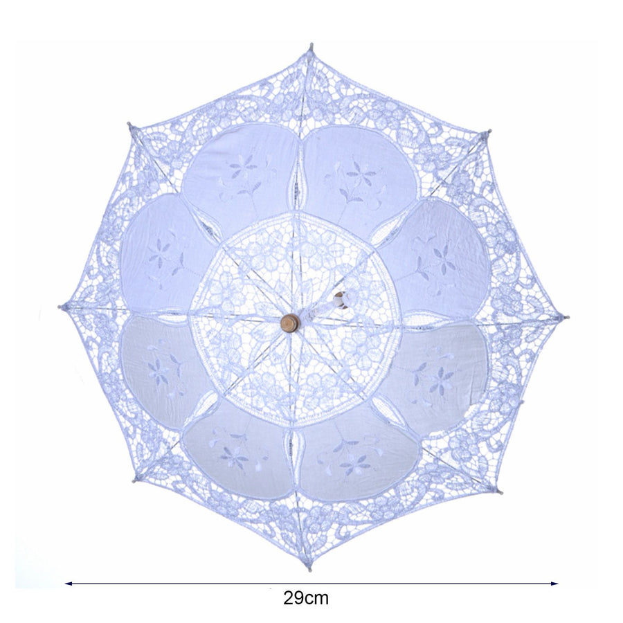 Wedding Lace Umbrella Elegant Style Bridal Parasol Romantic Umbrella for Wedding Decoration Photo Props White Small Handle 26cm/10.23in Diameter 29cm/11.41in