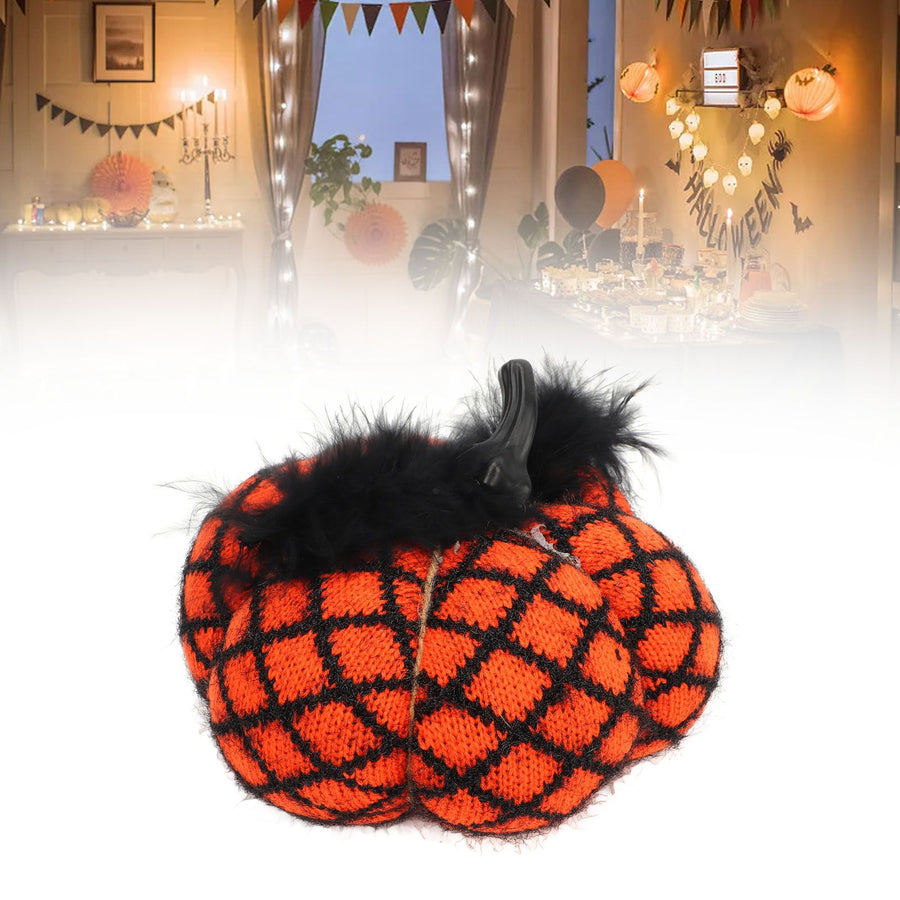 Fabric Decorative Pumpkin Exquisite Soft Polyester Wool Pumpkin for Thanksgiving Halloween Party Orange