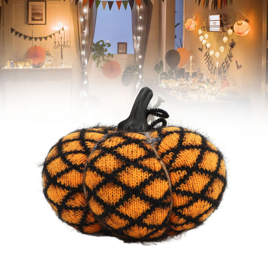 Fabric Decorative Pumpkin Exquisite Soft Polyester Wool Pumpkin for Thanksgiving Halloween Party Yellow