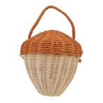 Rattan Storage Basket Mushroom Shape Decorative Woven Fruit Basket Wall Hanging Storage Basket with Lid Photo Prop Room Decor