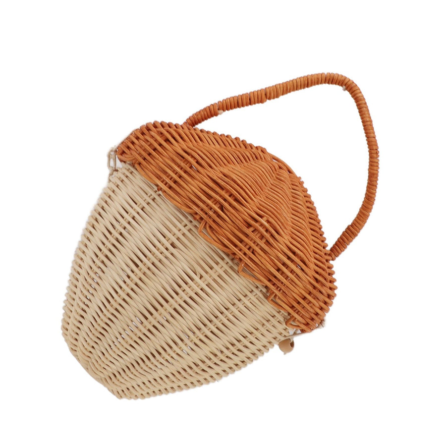 Rattan Storage Basket Mushroom Shape Decorative Woven Fruit Basket Wall Hanging Storage Basket with Lid Photo Prop Room Decor