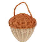 Rattan Storage Basket Mushroom Shape Decorative Woven Fruit Basket Wall Hanging Storage Basket with Lid Photo Prop Room Decor