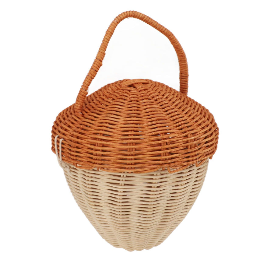 Rattan Storage Basket Mushroom Shape Decorative Woven Fruit Basket Wall Hanging Storage Basket with Lid Photo Prop Room Decor