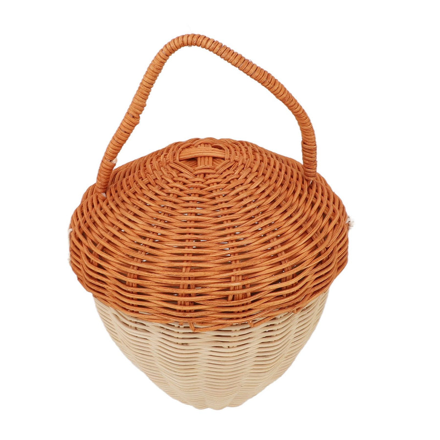 Rattan Storage Basket Mushroom Shape Decorative Woven Fruit Basket Wall Hanging Storage Basket with Lid Photo Prop Room Decor