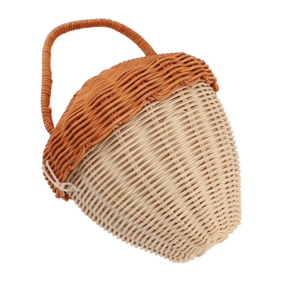 Rattan Storage Basket Mushroom Shape Decorative Woven Fruit Basket Wall Hanging Storage Basket with Lid Photo Prop Room Decor