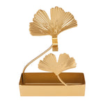 Coil Incense Holder Double Ginkgo Leaf Design Incense Hangable Bracket with Tray for Indoor and Outdoor Use
