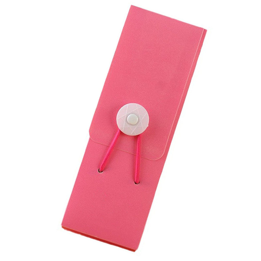 Pencil Case Plastic Smile Face Pattern Rose Color Elastic Band Tower Buckle Creative Stationery Case for School