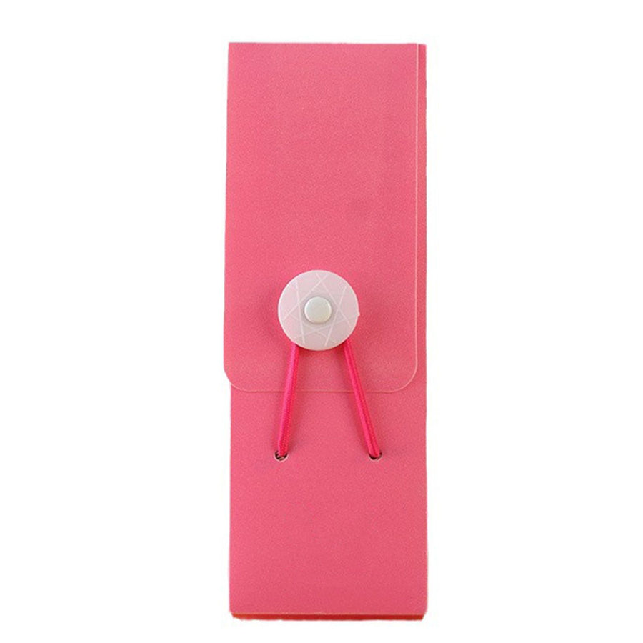 Pencil Case Plastic Smile Face Pattern Rose Color Elastic Band Tower Buckle Creative Stationery Case for School