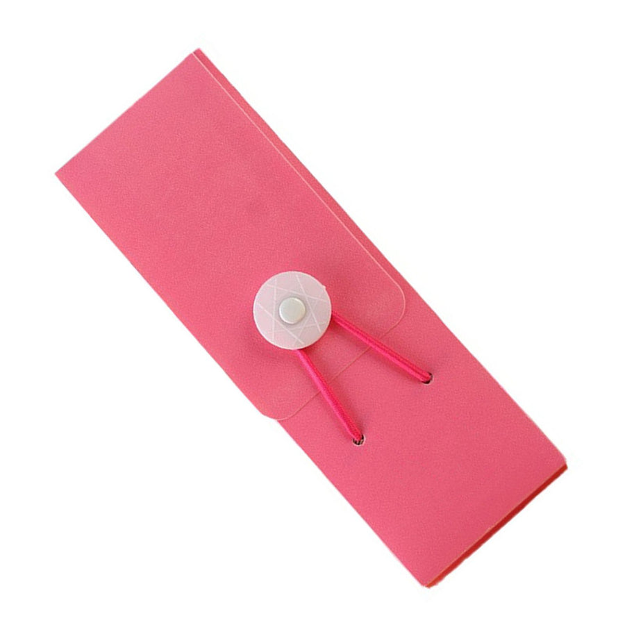 Pencil Case Plastic Smile Face Pattern Rose Color Elastic Band Tower Buckle Creative Stationery Case for School