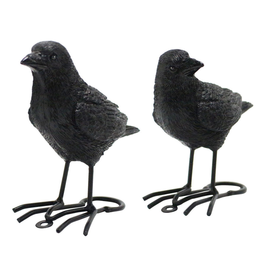 1 Pair Simulation Crow Ornament Innovative Festival Home Garden Animal Decoration Statue Resin Crafts