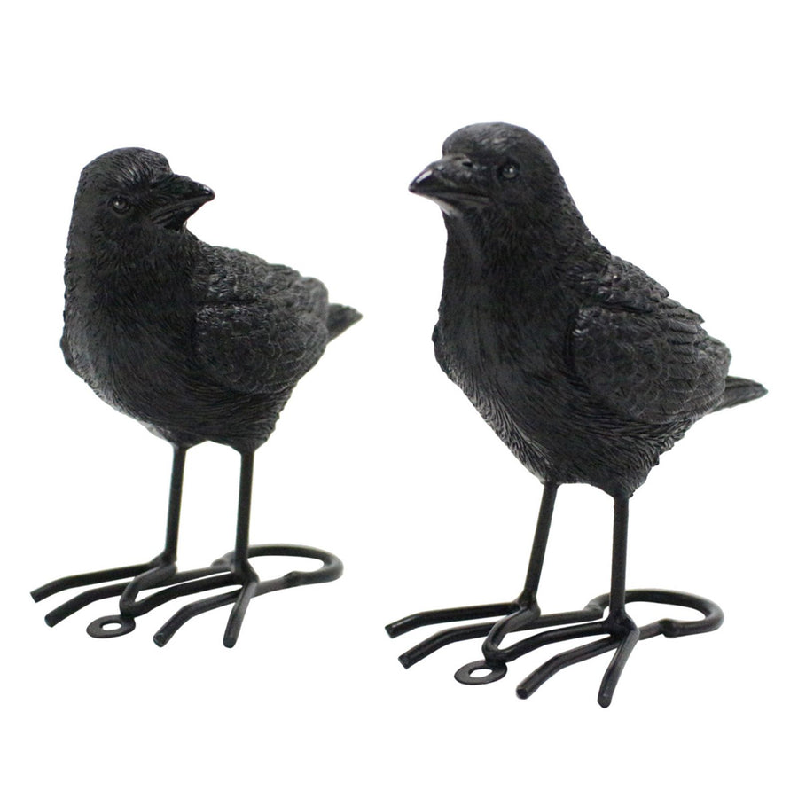 1 Pair Simulation Crow Ornament Innovative Festival Home Garden Animal Decoration Statue Resin Crafts