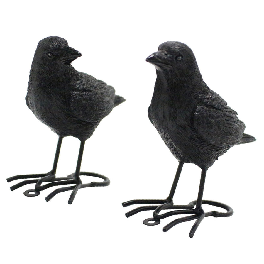 1 Pair Simulation Crow Ornament Innovative Festival Home Garden Animal Decoration Statue Resin Crafts