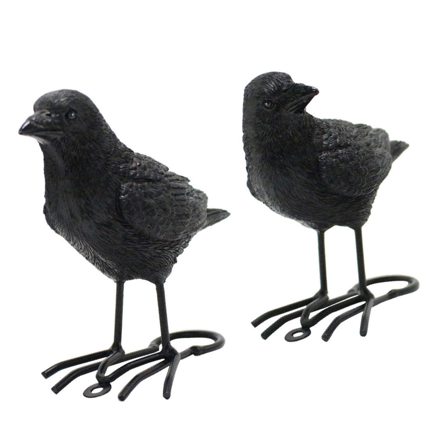 1 Pair Simulation Crow Ornament Innovative Festival Home Garden Animal Decoration Statue Resin Crafts