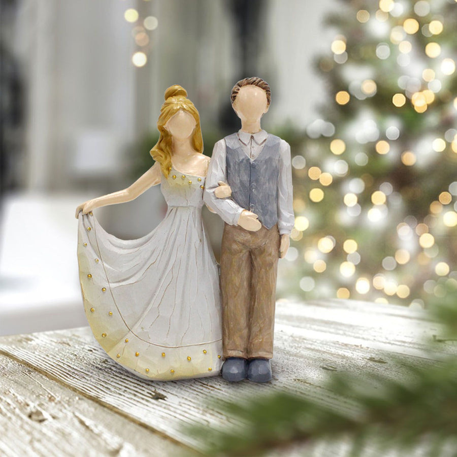 Couple Sculptures Resin Decorative European Style Faceless Romantic Wedding Couple Figurine for Home Table Decoration Gift
