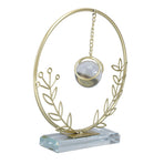 Metal Leaf Crystal Ball Decoration Creative Hand Soldered Iron Art Crystal Ball Ornament for Office Desk Home Round