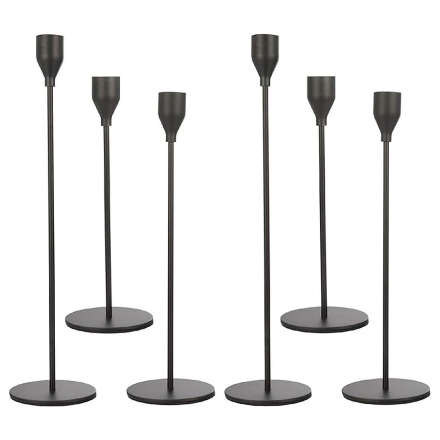 Candlestick Holders Set Iron Metal Modern Elegant Decorative Taper Candle Holder for Wedding Dinning Party Anniversary Black 6PCS