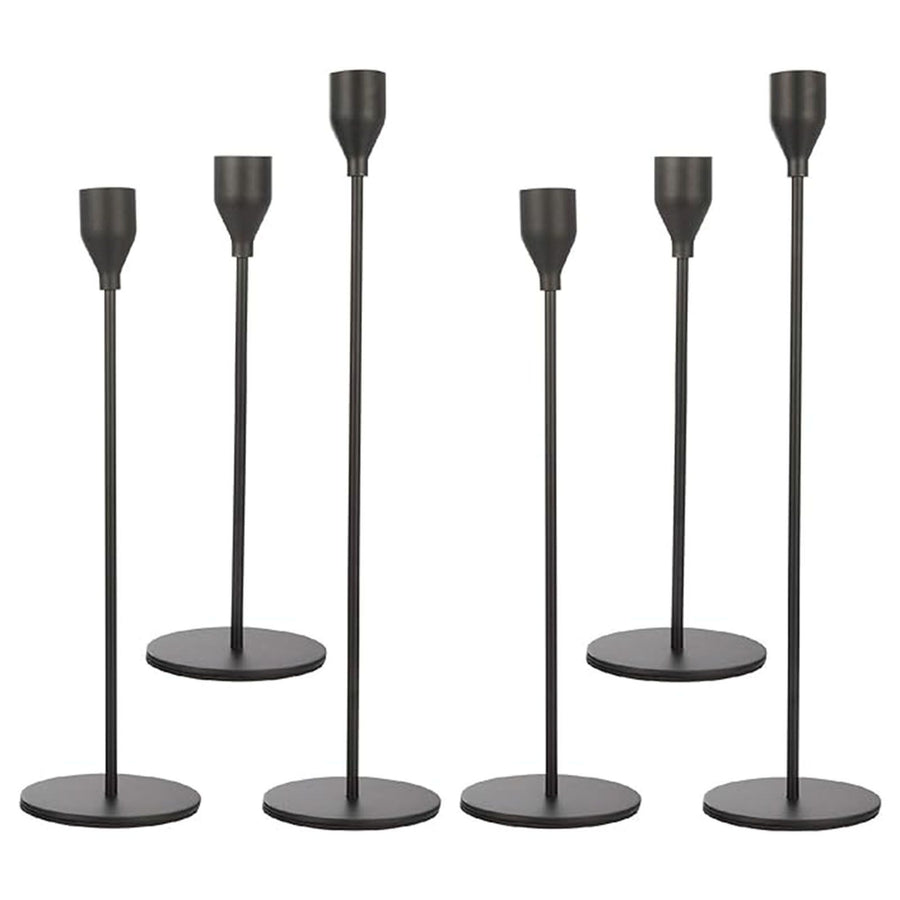 Candlestick Holders Set Iron Metal Modern Elegant Decorative Taper Candle Holder for Wedding Dinning Party Anniversary Black 6PCS