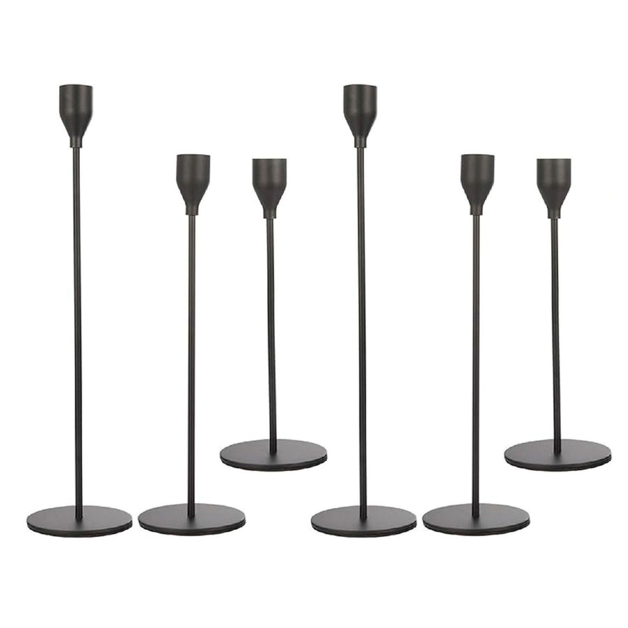 Candlestick Holders Set Iron Metal Modern Elegant Decorative Taper Candle Holder for Wedding Dinning Party Anniversary Black 6PCS